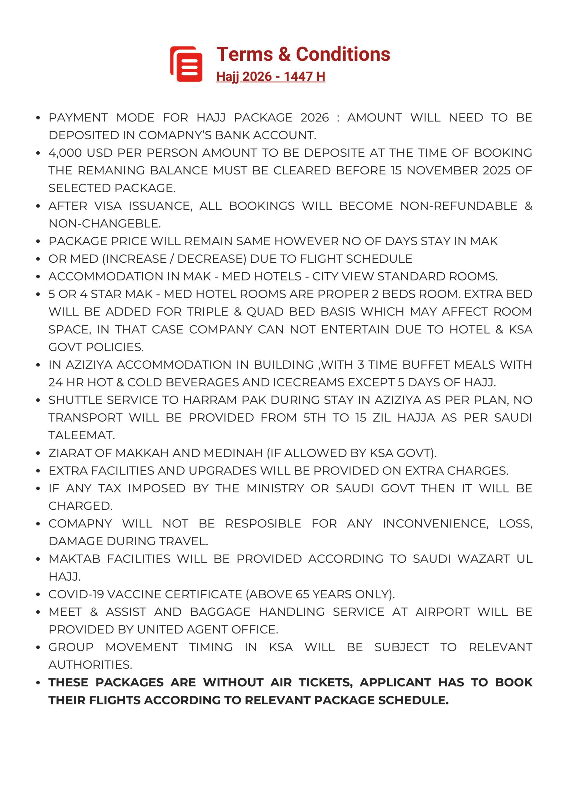 CAF (A CAT) USD HAJJ PACKAGES 2026-8
